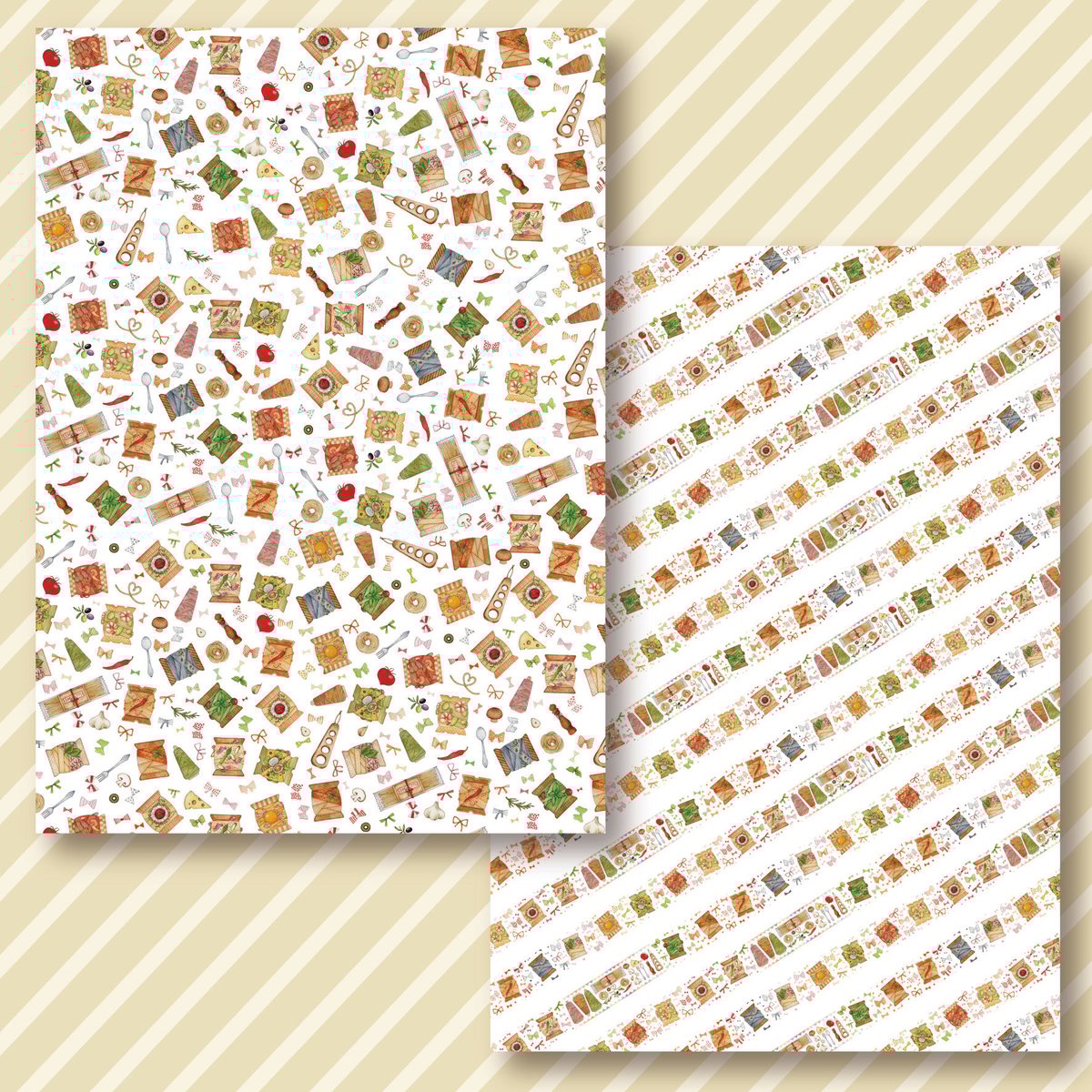 ぐるぐる糸巻きパスタ☆A4デザインペーパー | Atelier PONTA