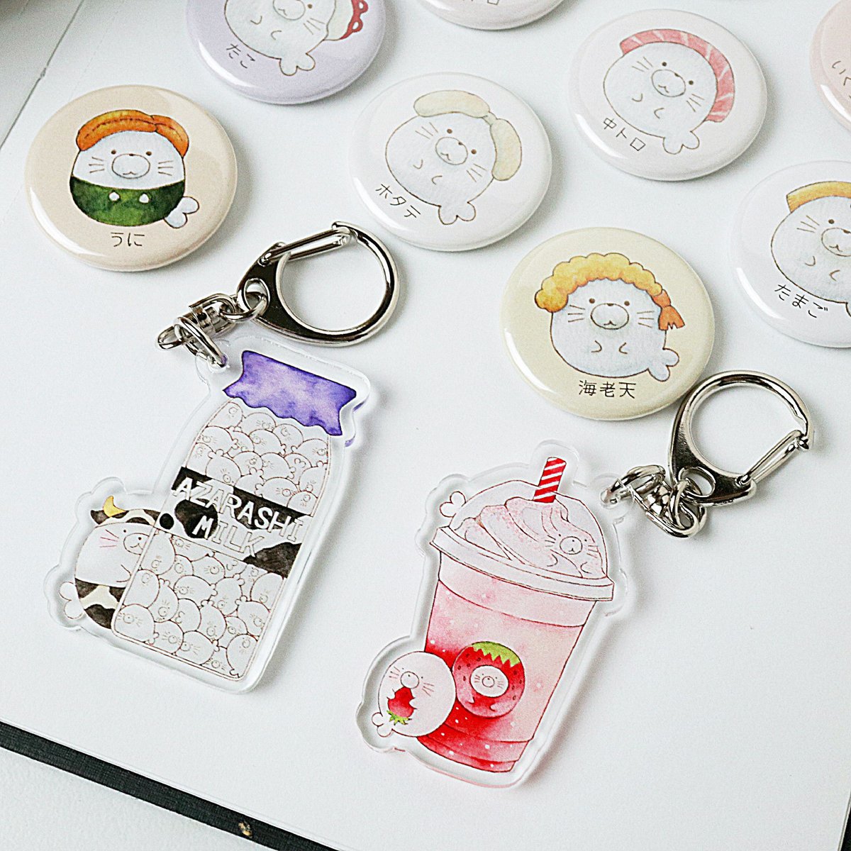 あざらし牛乳☆アクリルキーホルダー | Atelier PONTA