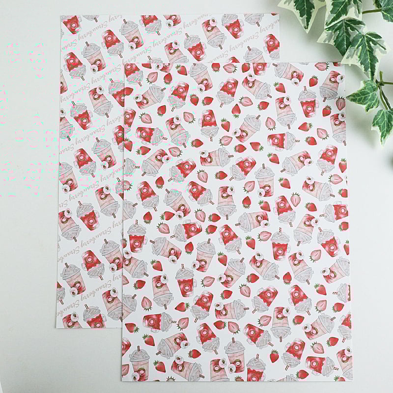 あざらしと苺のドリンク☆A4デザインペーパー | Atelier PONTA