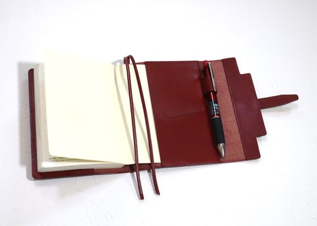 [栃木レザー オイルヌメ] 手帳カバー［A6/ほぼ日手帳サイズ］T866　ワインレッド