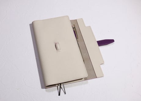 手帳カバー［ほぼ日手帳weeksサイズ］オフホワイト/パープル系 T875