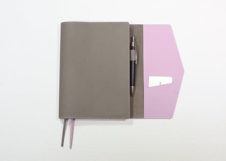 手帳カバー［A5/ほぼ日手帳カズンサイズ］T845　グレージュ/ピンク