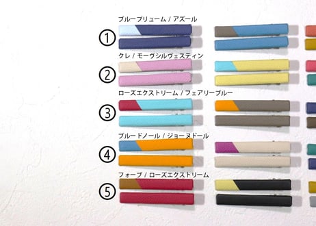 【送料無料・2本セット】フランス製高級皮革のヘアクリップ　全20色