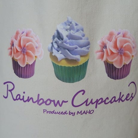 Bi's Japanese Gifts　帆布オリジナルトートバッグ縦型、Rainbow Cupcakes produced by Maho