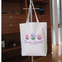 Bi's Japanese Gifts　帆布オリジナルトートバッグ縦型、Rainbow Cupcakes produced by Maho