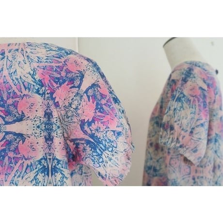 Bi'sオリジナルワンピース　Bi's Closet　半袖　ネイビー&ピンク