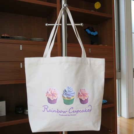 Bi's Japanese Gifts　帆布オリジナルトートバッグ横型、Rainbow　Cupcakes　produced by Maho