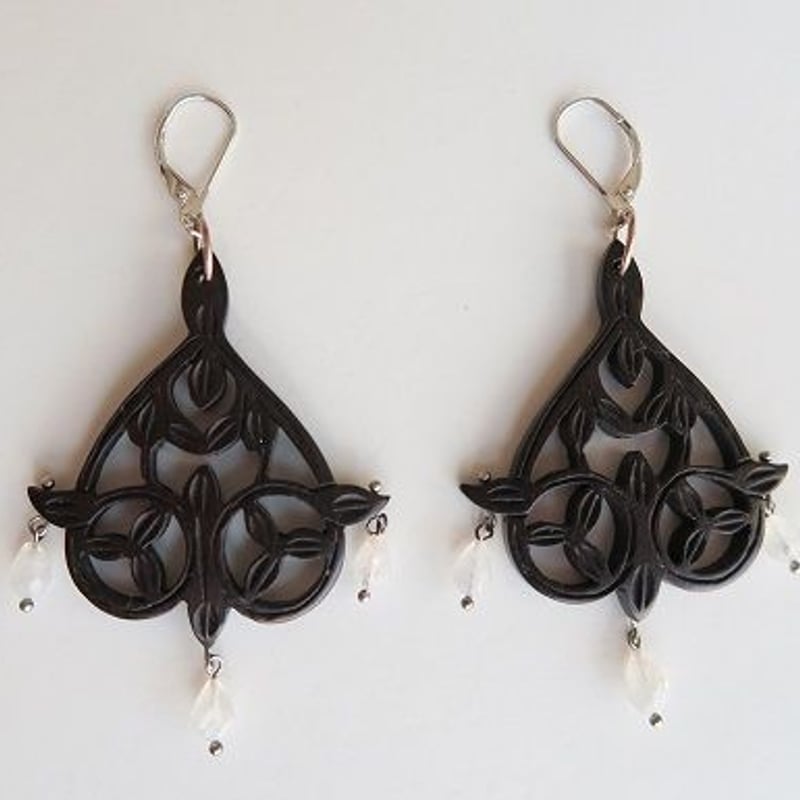 黒檀ヌーボーピアス 、 Bijoux Kei | Bi's Japanese Gifts