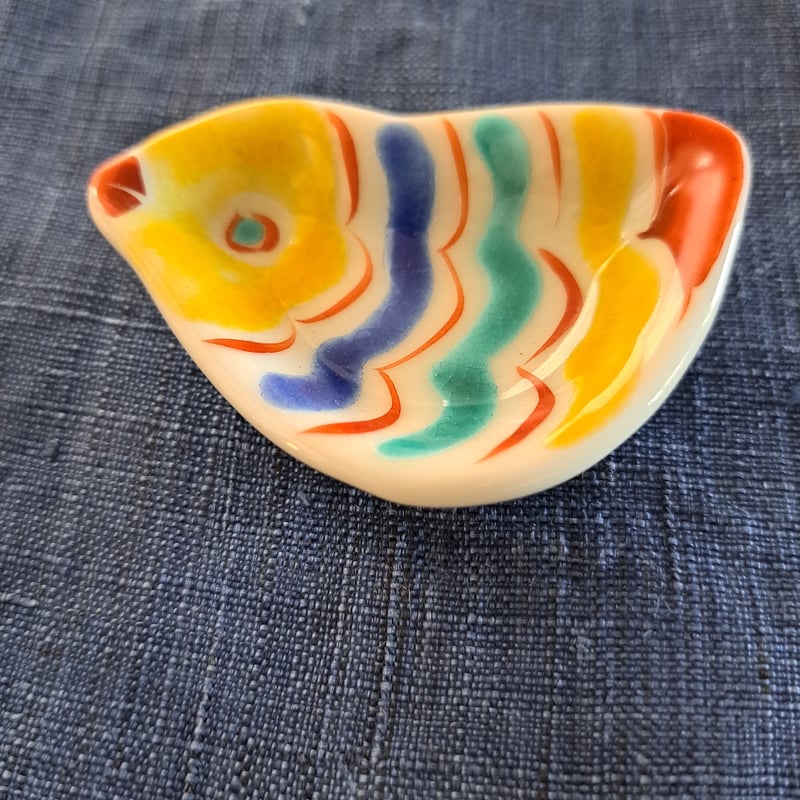 九谷焼、鳥型豆豆皿② 赤地 径、再入荷 | Bi's Japanese Gifts