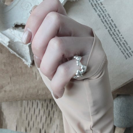 Heart  loop pinky ring / Matt silver【Silver 925 product】