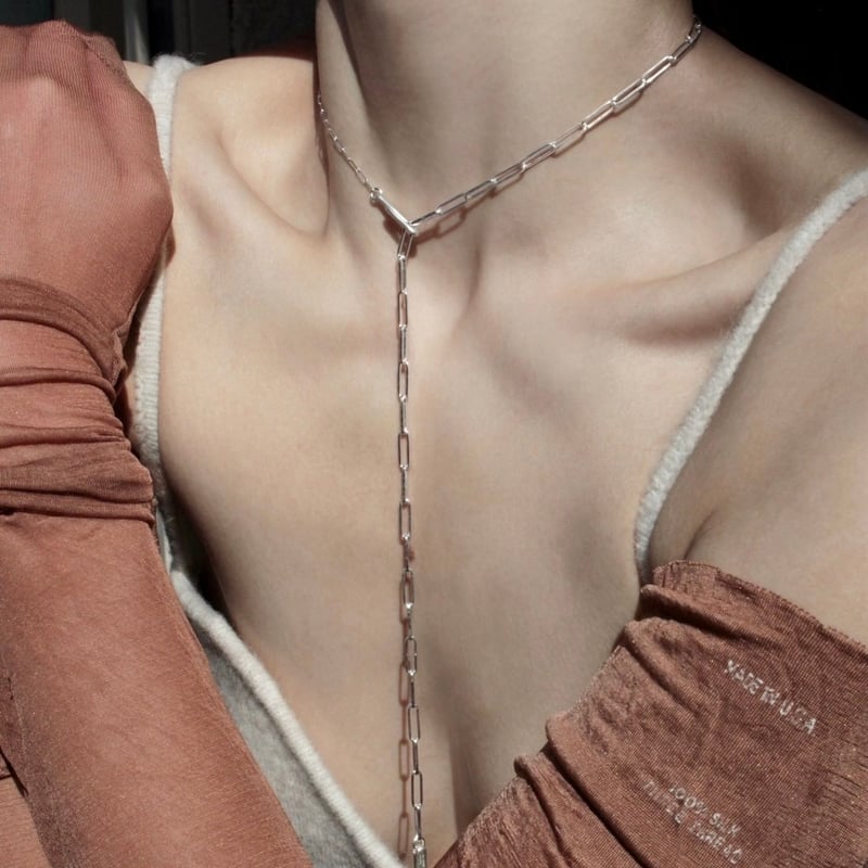 norme dew long frame necklace / Silver | Soieri...