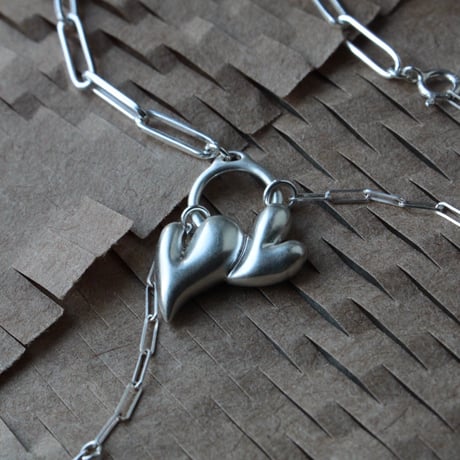 Heart motif double bracelet / Matt silver【Silver 925 product】
