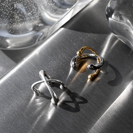 Barbell pinky ring (ｍix color / matte silver color)