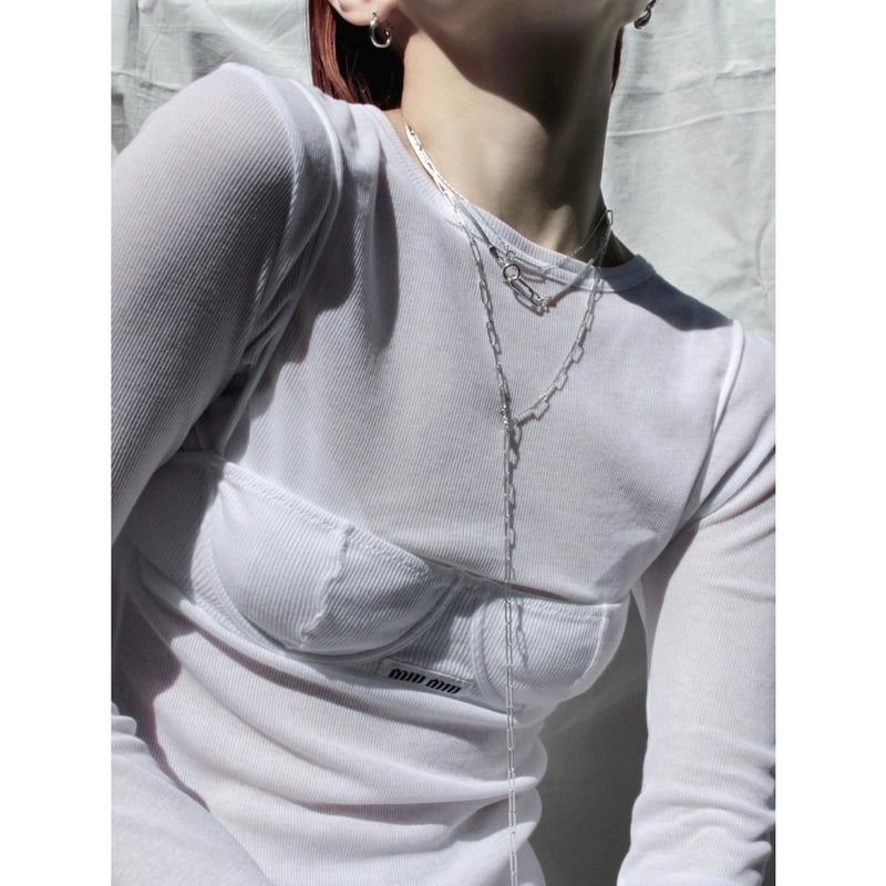 Gem clip necklace(3p set) | Soierie Online Store