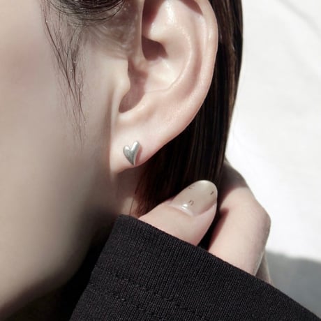 Heart connect pierce(1P) / Matt silver【Silver 925 product】