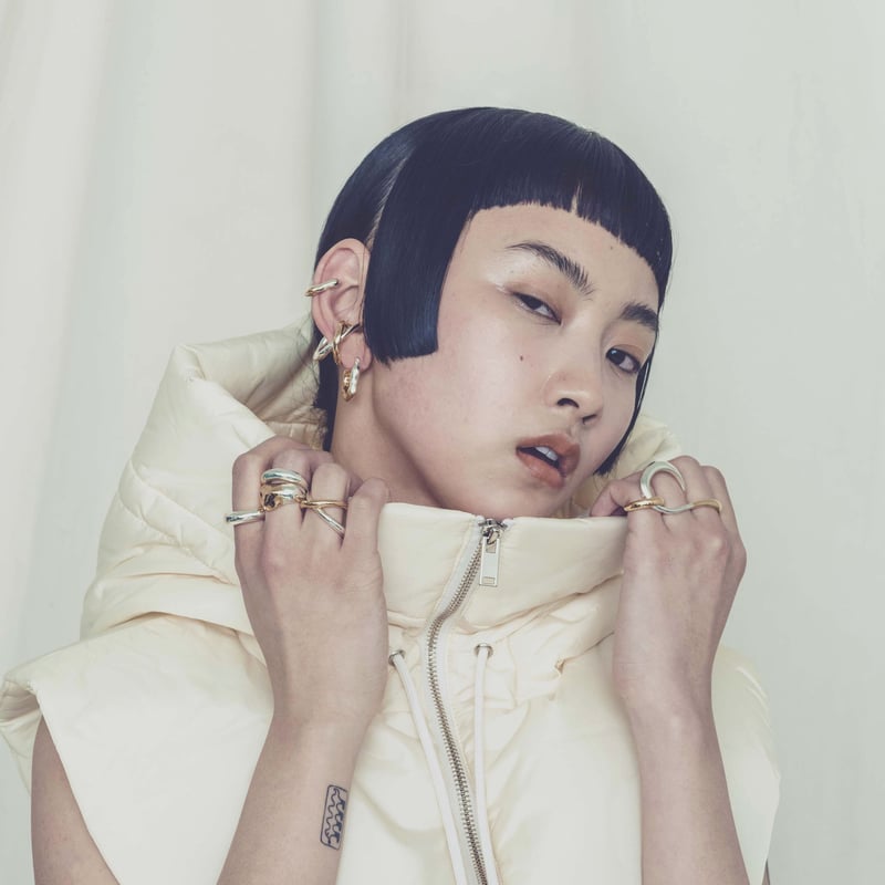 美品　soierie ソワリー　Connect eight hoop ピアス Connect eight loop ring (small/2P) (mix color)