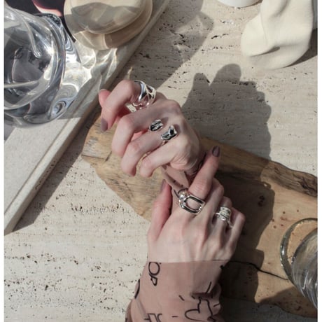 Flower cell square ring (gloss)