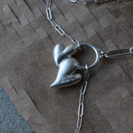 Heart motif double bracelet / Matt silver【Silver 925 product】