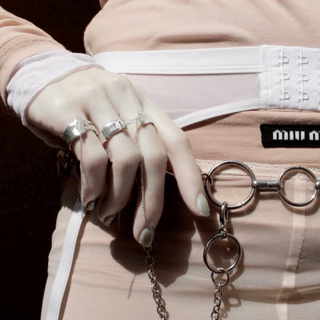 norme playing chain pinky ring / SV925