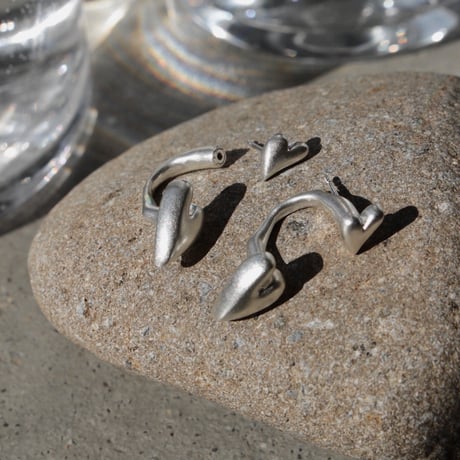 Heart connect pierce(1P) / Matt silver【Silver 925 product】