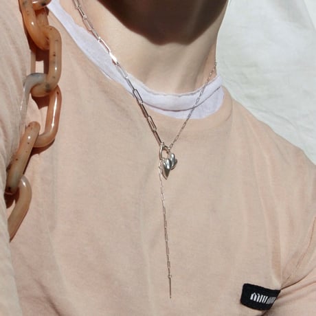 Heart motif double lariat / Matt silver【Silver 925 product】