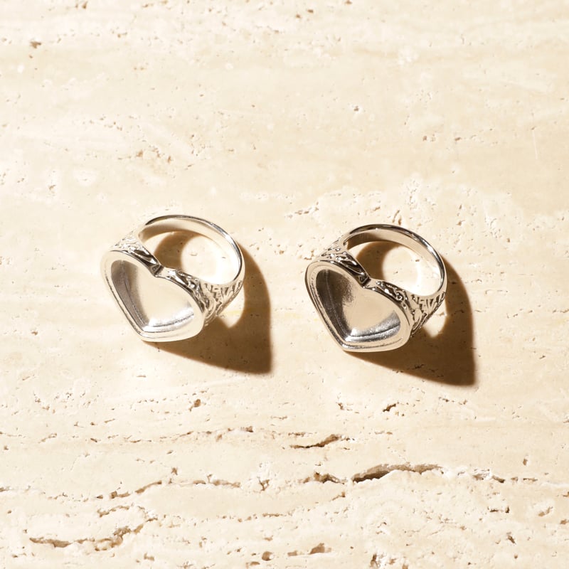Heart barbell locket ring | Soierie Online Store
