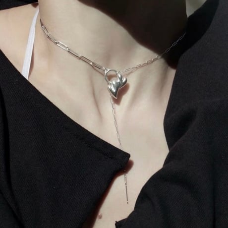 Heart motif double lariat / Matt silver【Silver 925 product】