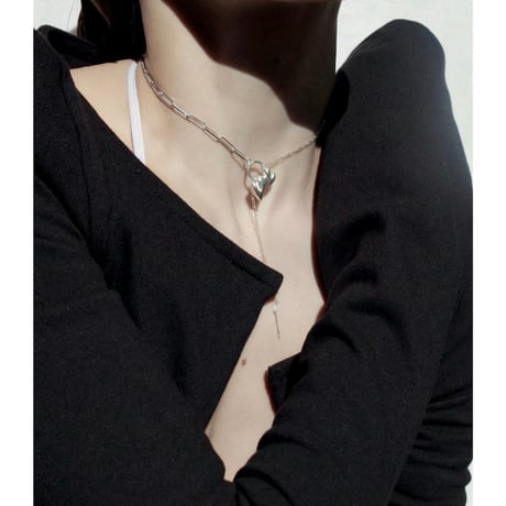 Heart motif double lariat / Matt silver【Silver 925 product】