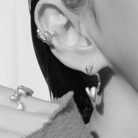 Heart motif double cuff / Gold【Silver 925 product】