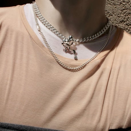 Distort ribbon layered necklace