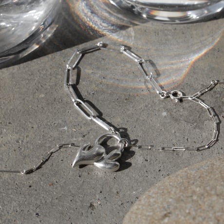 Heart motif double bracelet / Matt silver【Silver 925 product】