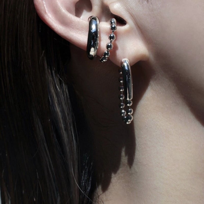 Ball chain hoop pierce [Unisex line] | Soierie