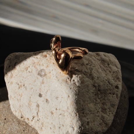 Heart motif double cuff / Gold【Silver 925 product】