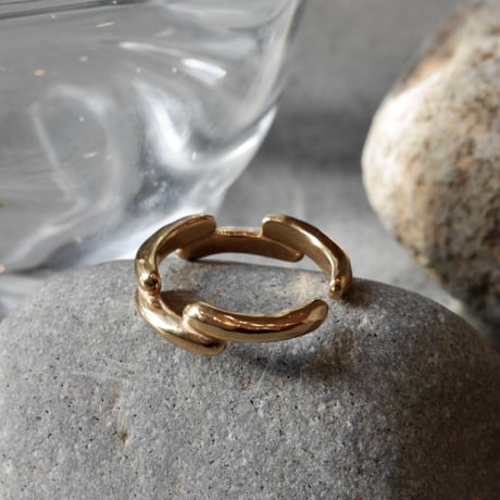 norme lattice cuff ring / SV925＋Gold Plated