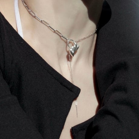 Heart motif double lariat / Matt silver【Silver 925 product】