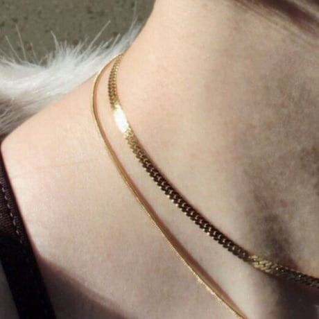 norme flat snake necklace / SV925＋Gold Plated