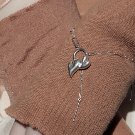 Heart motif double bracelet / Matt silver【Silver 925 product】