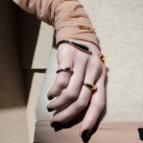 Metal art three finger ring (mix color)