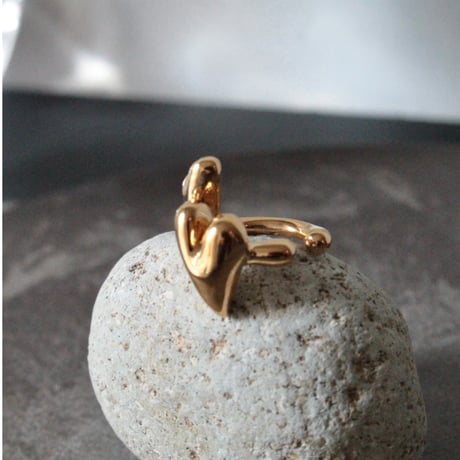 Heart motif double cuff / Gold【Silver 925 product】