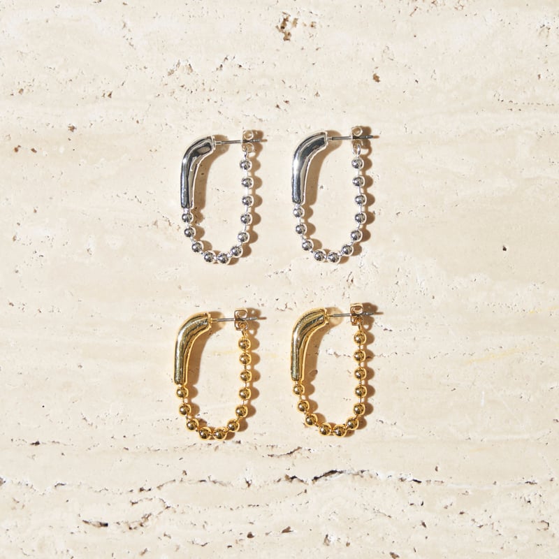 Ball chain hoop pierce [Unisex line] | Soierie