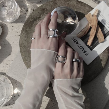 Flower cell square ring (gloss)