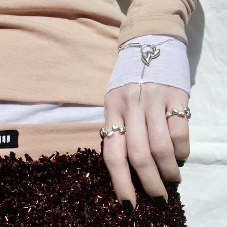 Heart motif double bracelet / Matt silver【Silver 925 product】