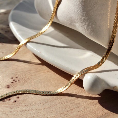 norme flat snake necklace / SV925＋Gold Plated