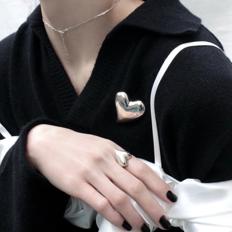 Heart brooch / Silver 【Silver 925 product】