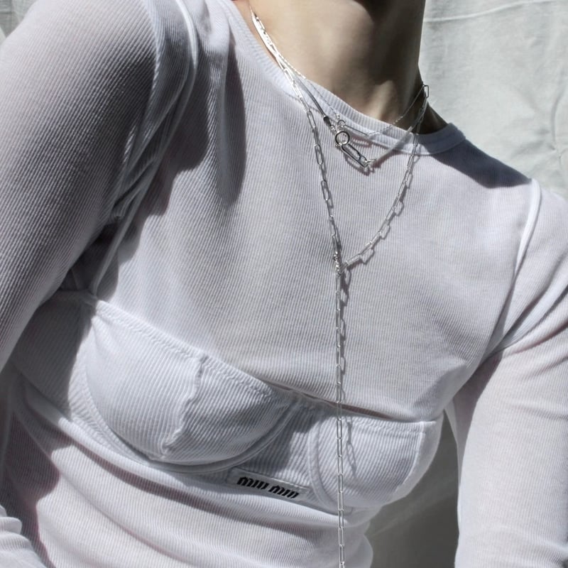 Gem clip necklace(3p set) | Soierie Online Store