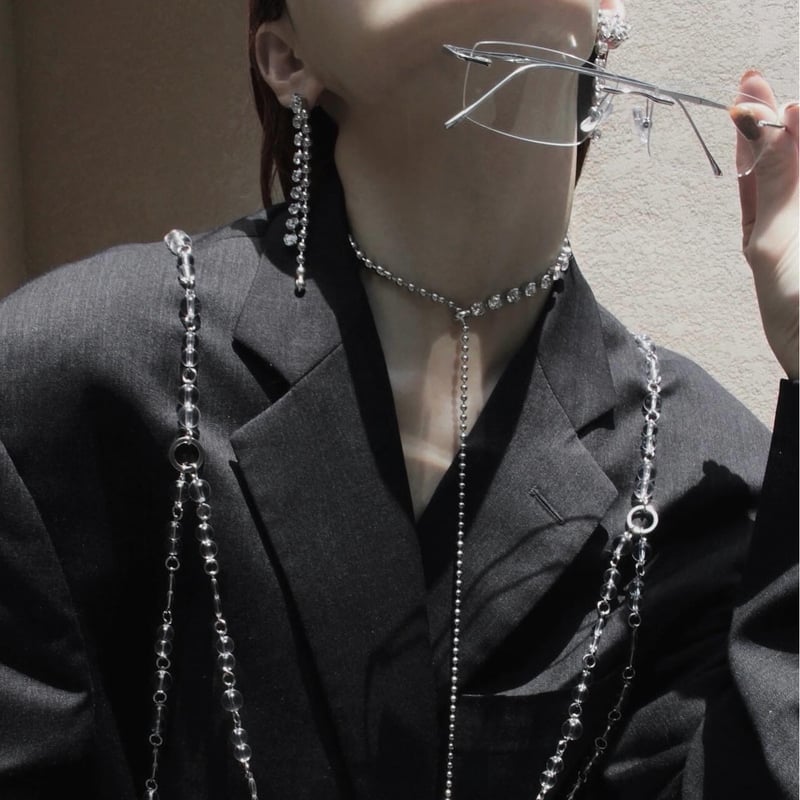 Ball chain stone pierce (2P) | Soierie Online S