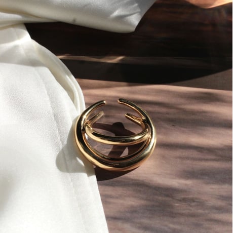 norme clear circle earcuff ring / SV925＋Gold Plated