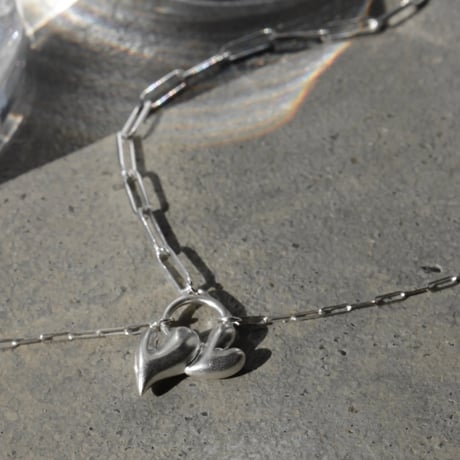 Heart motif double lariat / Matt silver【Silver 925 product】