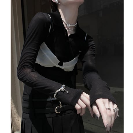 Distort ribbon layered necklace