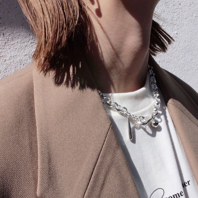 soierie ソワリー　ネックレス& ピアス　シルバー Soierie/ソワリー carabiner loop necklace（ネックレス